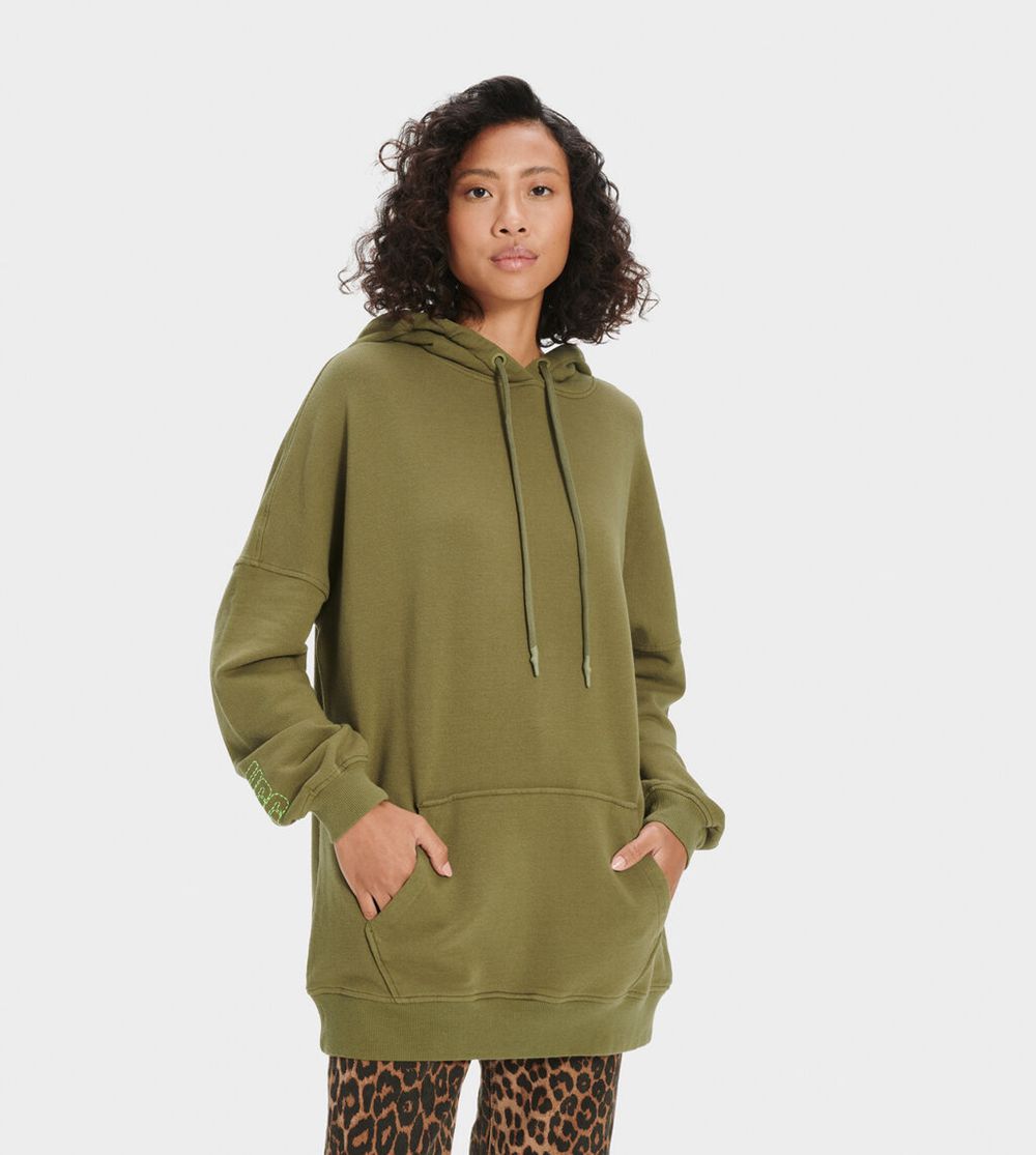 Ugg Hoodie Womens - Ugg Simone Boyfriend Olive - 947XPKAVN